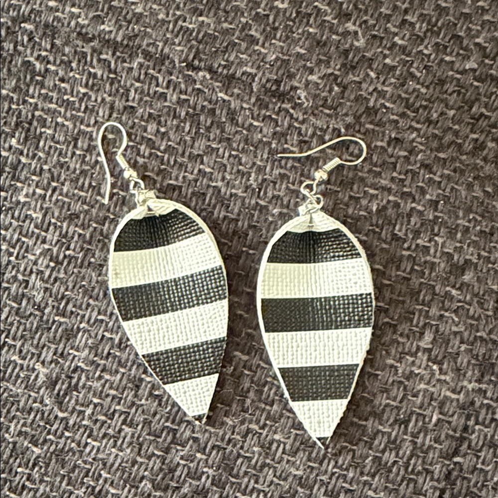 Black and White Striped Earrings